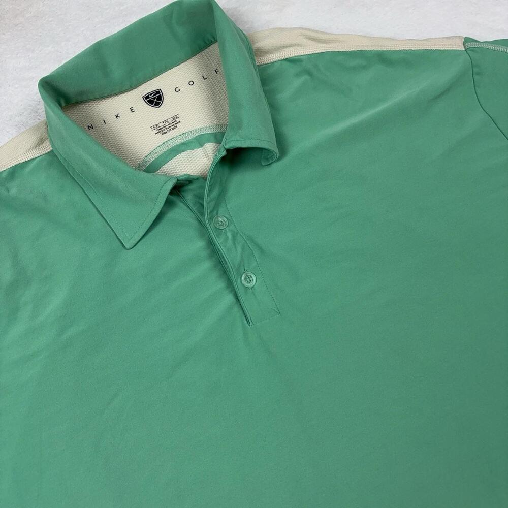 Nike Golf Polo Shirt Mens XL Green Dri-FIT Polyester Spandex Mesh Collared Logo